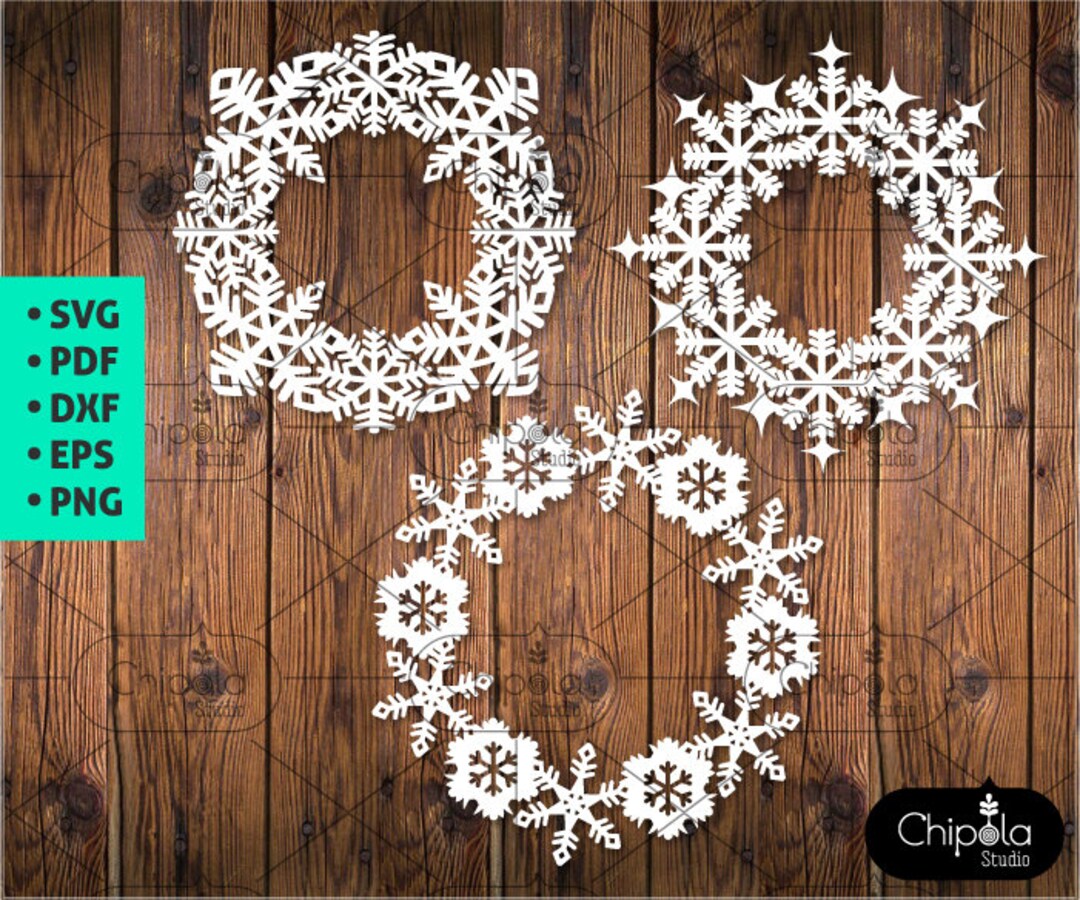 Christmas Wreath Decoration SVG Cut File, Snowflake Wreath Bundle File ...