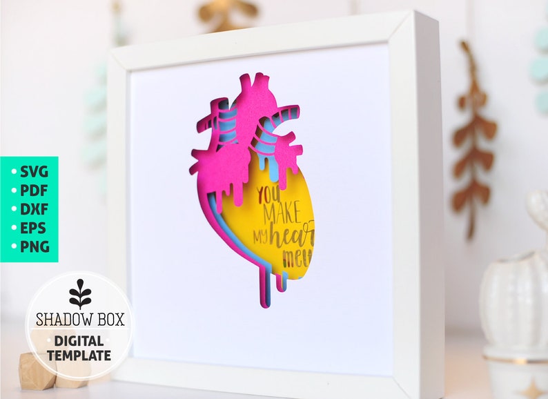 Heart Shadow Box SVG 3d papercut SVG Valentine's layered | Etsy