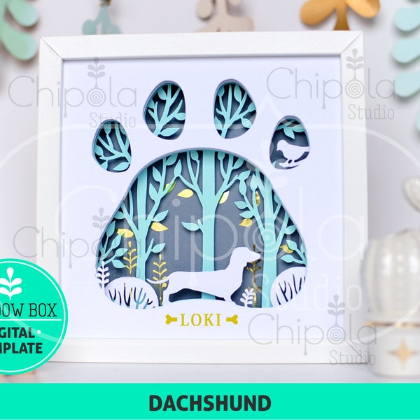 Dachshund Dog breed Shadow Box SVG, 3d papercut SVG, layered paper art template, scroll saw pattern, gift layered art with LED light Dachshund Dog breed Shadow Box SVG, 3d papercut SVG, layered paper art template, scroll saw pattern, gift layered art with LED light