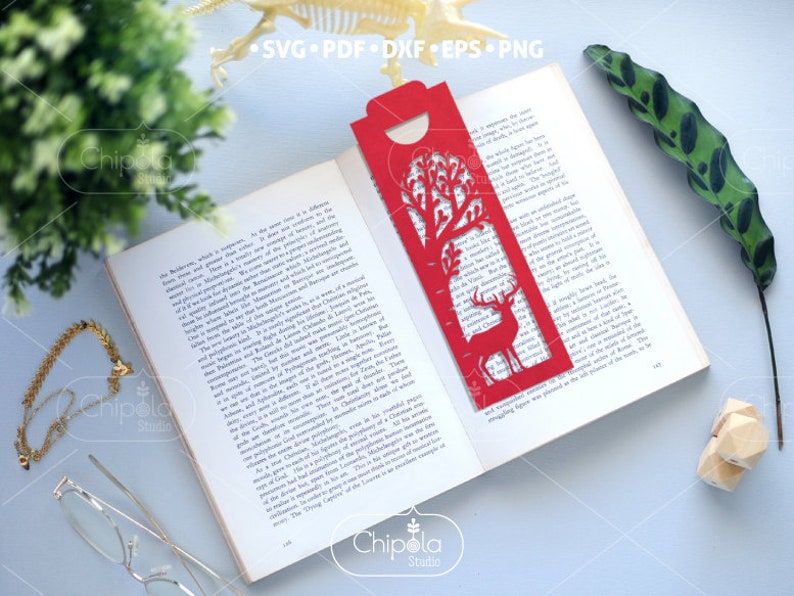 Buck Bookmark Bookmark With Deer SVG Vector Cut File, Buck Papercut, Elk Woodcut ...