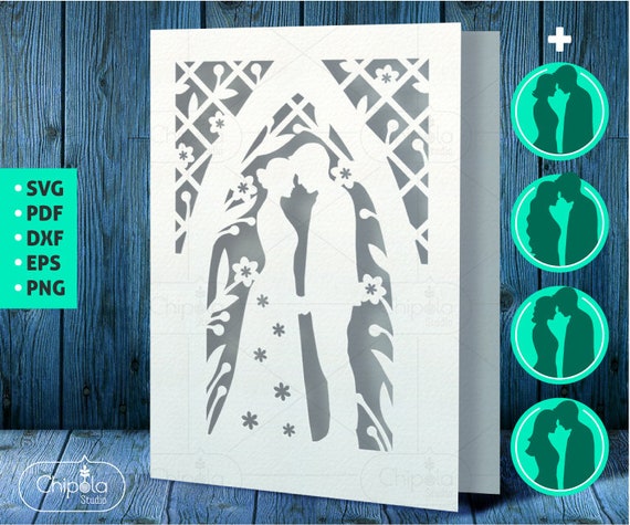Download Wedding Card With Envelope Svg Cut File Bride And Groom Card Etsy