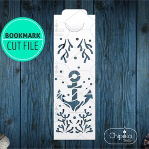 Bookmark with anchor SVG vector cut file, nautical papercut, Maritime woodcut, gift for book lovers, cut template,  Cricut, Silhouette