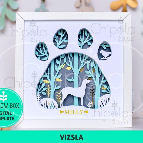 Vizsla Dog breed Shadow Box SVG, 3d papercut SVG, layered paper art template, scroll saw pattern, gift layered art with LED light, Cricut Vizsla Dog breed Shadow Box SVG, 3d papercut SVG, layered paper art template, scroll saw pattern, gift layered art with LED light, Cricut