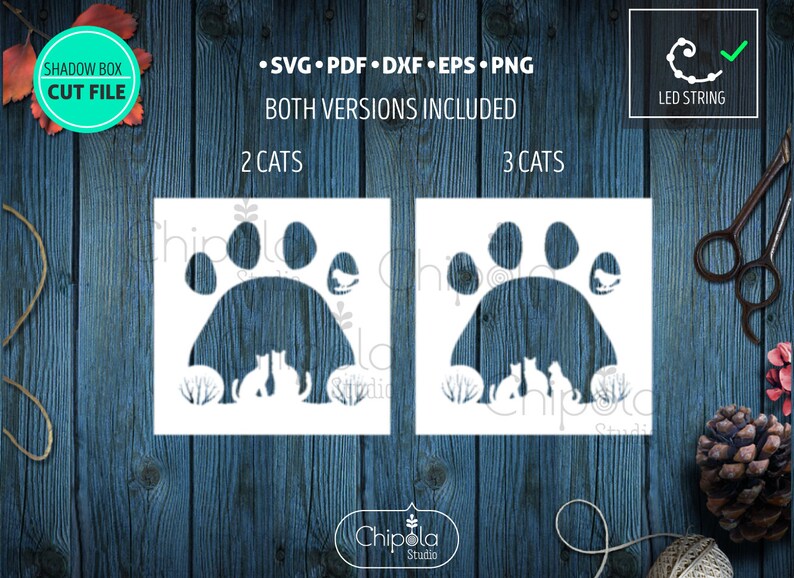Download 2 Cats Paw Shadow Box SVG 3d papercut SVG layered paper ...
