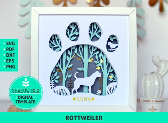 Download Rottweiler Dog Shadow Box Svg 3d Papercut Svg Layered Paper Etsy PSD Mockup Templates