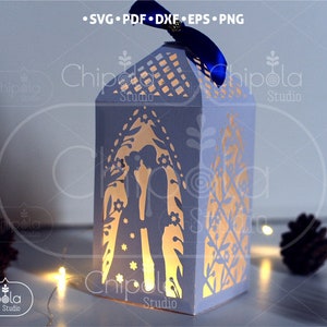 Wedding decoration SVG, 3D Bride and groom Lantern, luminary LED template Download, centerpiece table decoration, Silhouette, Cricut, laser image 5