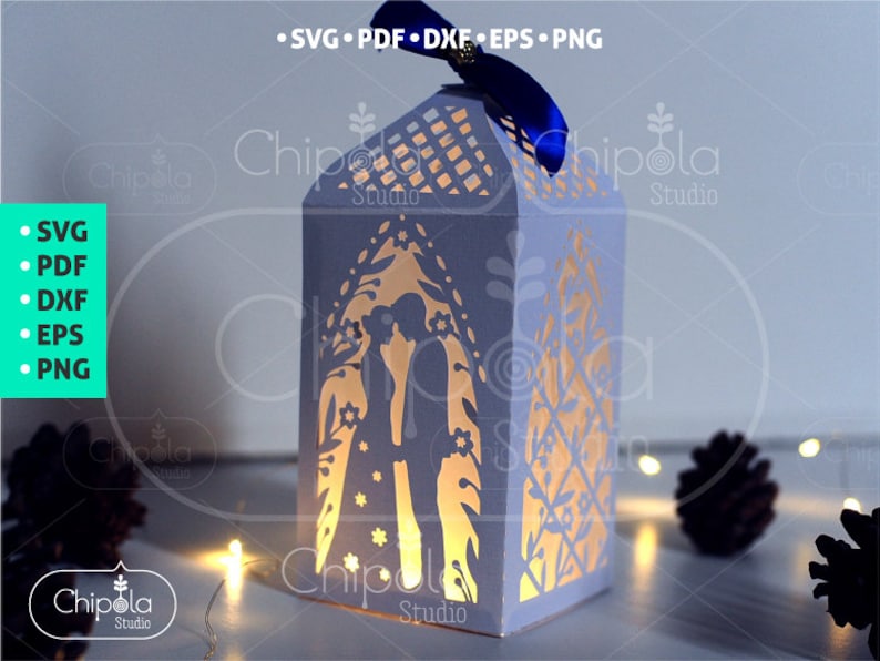 Wedding decoration SVG, 3D Bride and groom Lantern, luminary LED template Download, centerpiece table decoration, Silhouette, Cricut, laser image 5