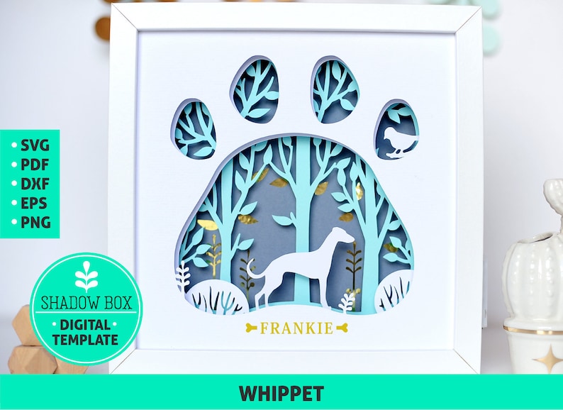Whippet Dog breed Shadow Box SVG 3d papercut SVG layered ...