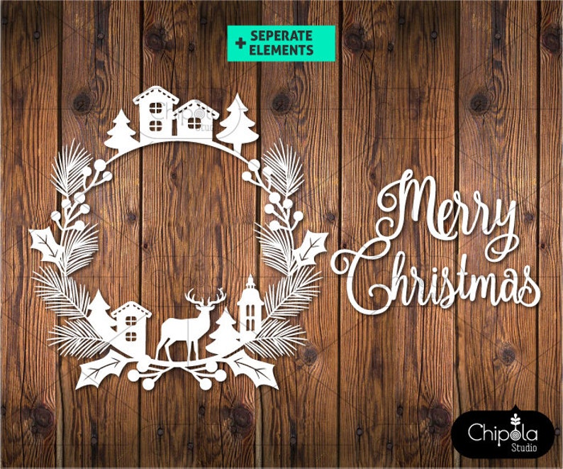 Download Christmas wreath Decoration SVG cut file tree pine branch ...