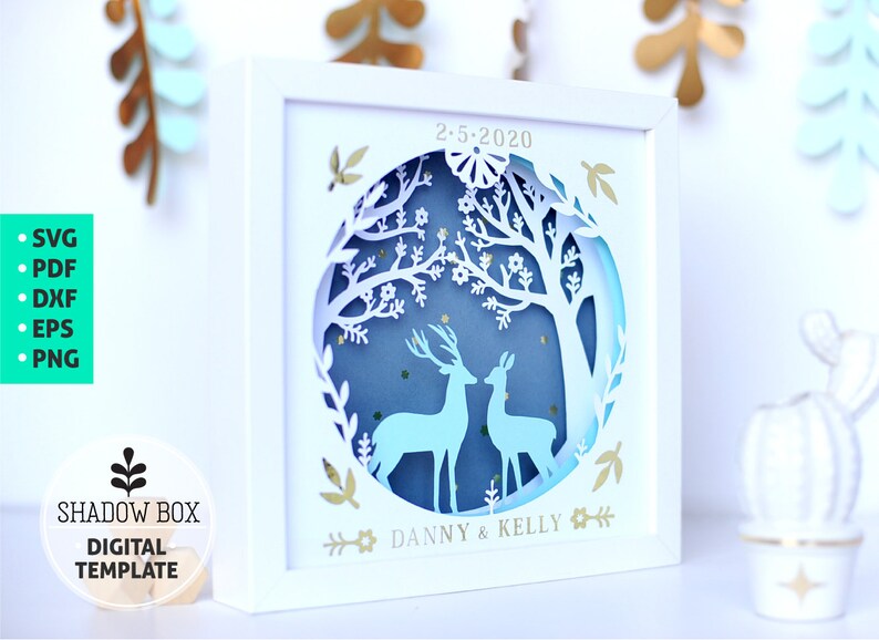 Download Deer Love Romantic Wedding Shadow Box SVG 3d papercut SVG ...
