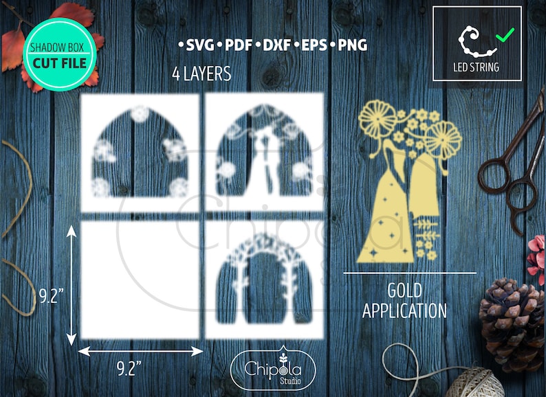 Wedding Shadow Box SVG 3d Papercut SVG Paper Art Template | Etsy Australia