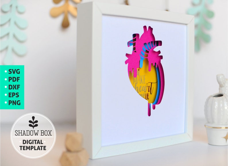 Heart Shadow Box SVG 3d papercut SVG Valentine's layered | Etsy