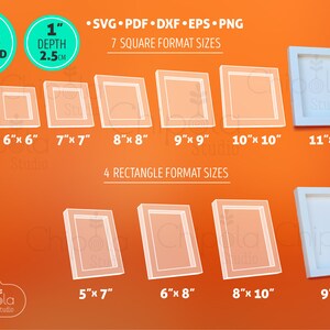 Blank Diorama Frame SVG for art display, 3D paper flower box frame, square and rectangular formats, modular, with or without scoring tool image 2