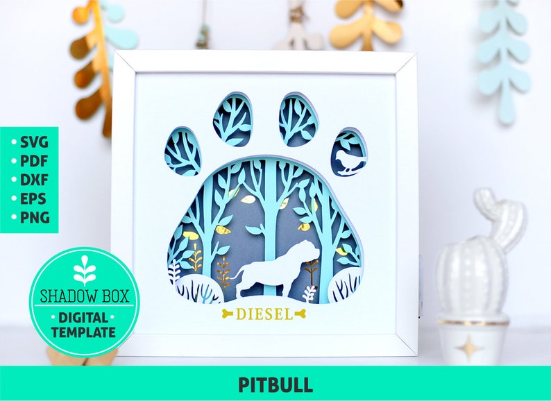 Download Pitbull Dog breed Shadow Box SVG 3d papercut SVG layered ...