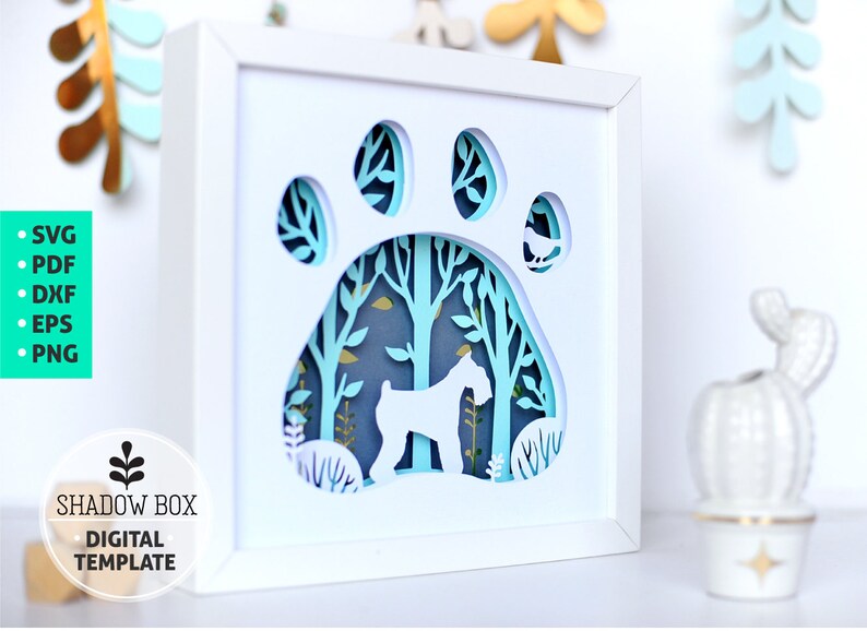 Download Miniature Schnauzer Dog breed Shadow Box SVG 3d papercut ...