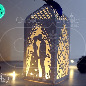 Wedding decoration SVG, 3D Bride and groom Lantern, luminary LED template Download, centerpiece table decoration, Silhouette, Cricut, laser image 1