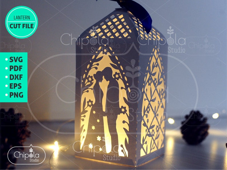 Wedding decoration SVG, 3D Bride and groom Lantern, luminary LED template Download, centerpiece table decoration, Silhouette, Cricut, laser image 1