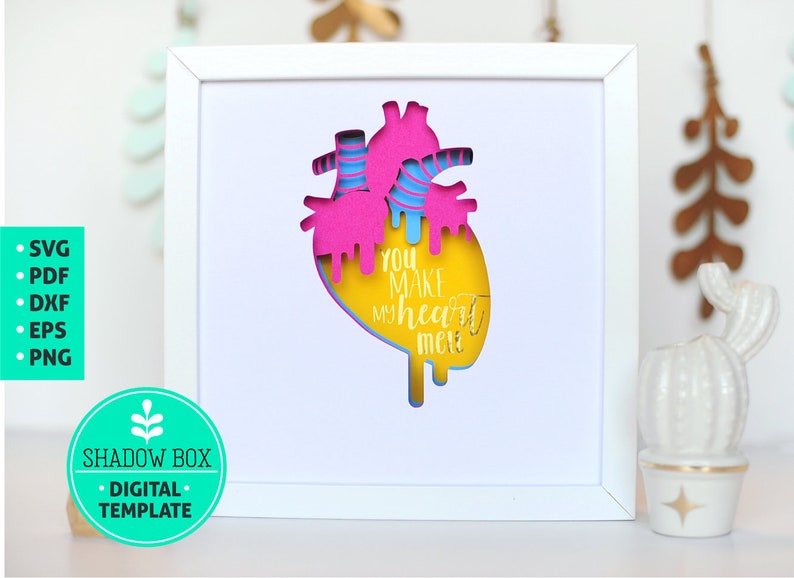 Heart Shadow Box SVG 3d papercut SVG Valentine's layered | Etsy