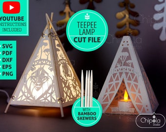 Amazing Pyramid Animals Teepee lamp SVG template file, instant download DIY home decor, nursery decor Silhouette, Cricut, laser, LED light