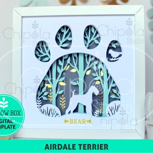 Airedale Terrier/ Welsh Terrier/ Wheaten Terrier Dog breed Shadow Box SVG, 3d papercut SVG, layered paper art template, with LED light
