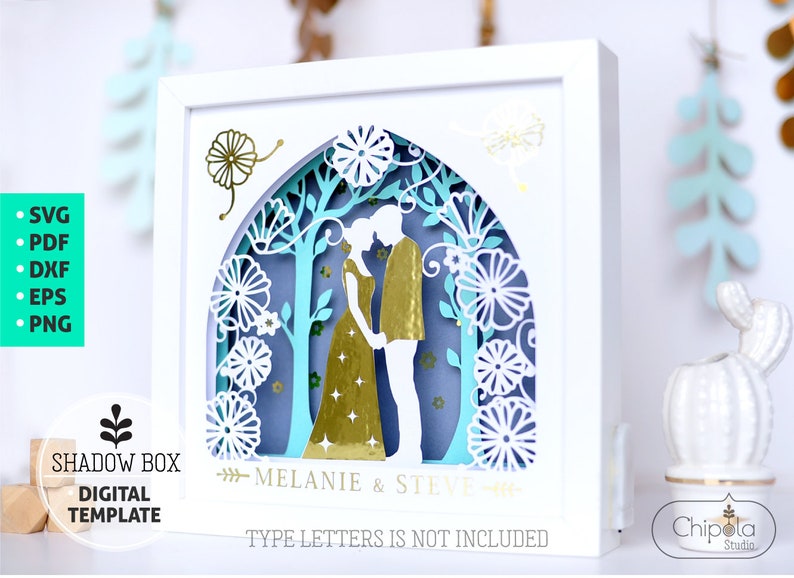 Download Wedding Shadow Box SVG 3d papercut SVG paper art template | Etsy