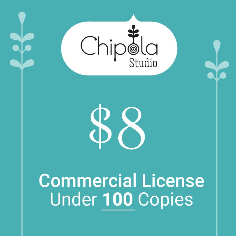 Commercial License for Digital Downloads Only Small Business under 100 copies image 1