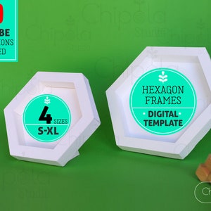 Hexagon Diorama Shadow Box Rahmen SVG für Kunstanzeige, 3D-Papierblumenrahmen, klein bis Xtra-Large, modular, mit oder ohne Ritzwerkzeug
