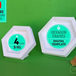 Hexagon Diorama Shadow Box Frame SVG for art display, 3D paper flower frame, small to Xtra-Large, modular, with or without scoring tool