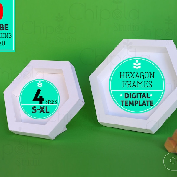 Hexagon Diorama Shadow Box Frame SVG for art display, 3D paper flower frame, small to Xtra-Large, modular, with or without scoring tool