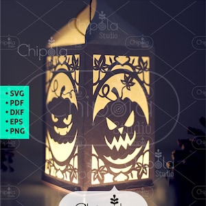 Halloween Lantern SVG cut files 3D cutting file, Pumpkin Lantern template Download, Halloween paper cut, Laser Cut, Silhouette Cameo, Cricut