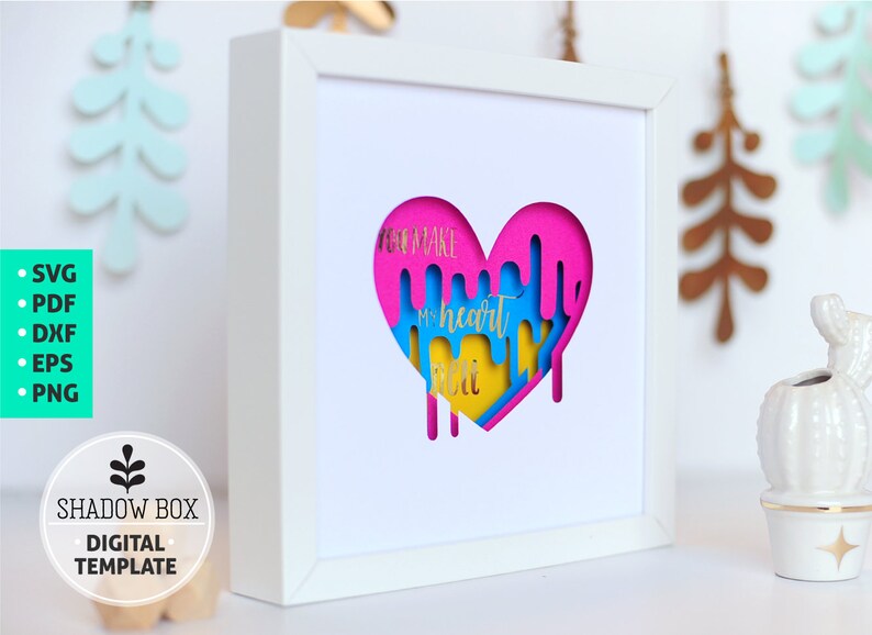 Heart Shadow Box SVG 3d papercut SVG Valentine's layered | Etsy