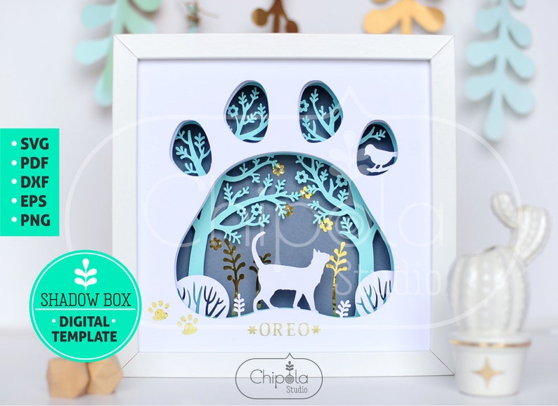 Download Cat Paw Shadow Box SVG 3d papercut SVG layered paper art ...