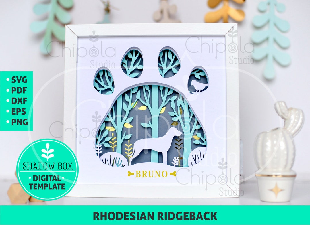 Rhodesian Ridgeback Dog Breed Shadow Box SVG, 3d Papercut SVG, Layered ...