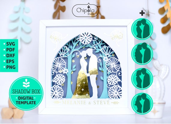 Download Wedding Shadow Box SVG 3d papercut SVG paper art template | Etsy