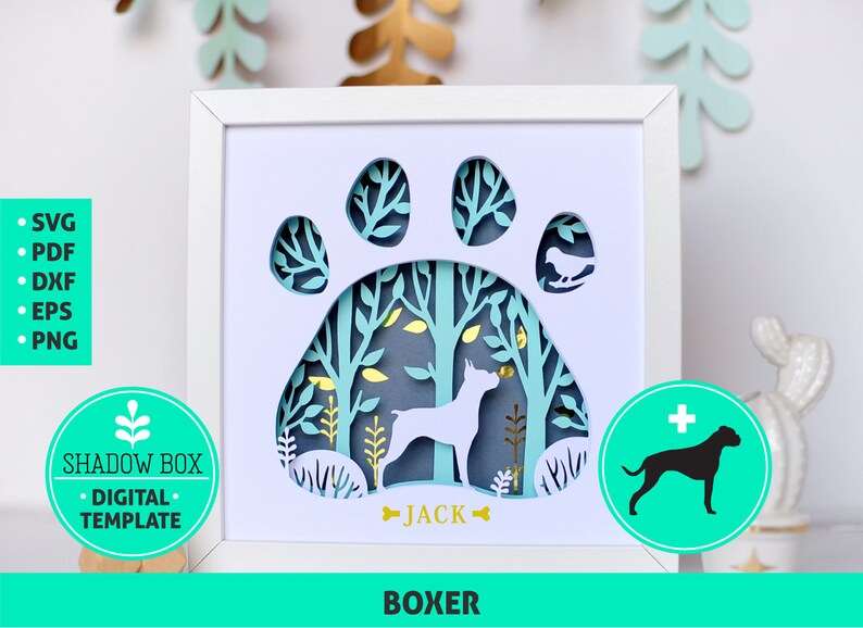 Download Boxer Dog breed Shadow Box SVG 3d papercut SVG layered ...