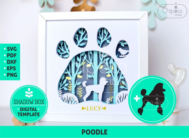 Download Poodle Dog breed Shadow Box SVG 3d papercut SVG layered | Etsy