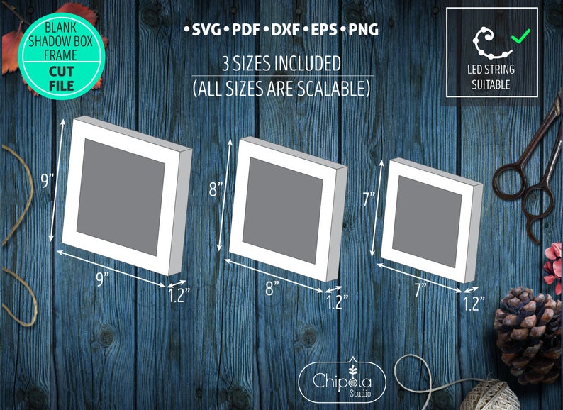 Blank Square Shadow Box Frame SVG for Layered Artwork Paper Etsy Canada