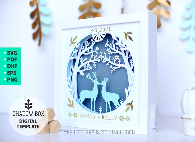 Download Deer Love Romantic Wedding Shadow Box SVG 3d papercut SVG ...
