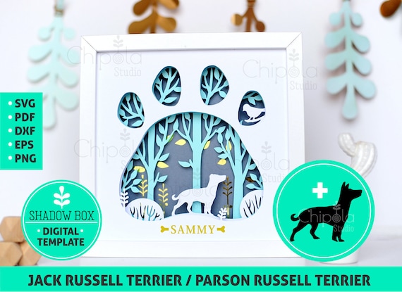 Jack Russell Terrier/ Parson Russell Terrier Dog breed Shadow Box SVG, 3d papercut SVG, layered paper art template, scroll saw pattern