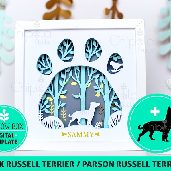 Jack Russell Terrier/ Parson Russell Terrier Dog breed Shadow Box SVG, 3d papercut SVG, layered paper art template, scroll saw pattern
