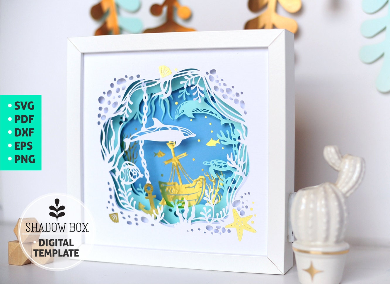 Underwater Shadow Box SVG, 3d Papercut SVG, Layered Paper Art Template ...