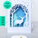 Christmas 3D Card SVG, 3d SVG, pop-up card, 3d Papercut Card, tunnel card, elk and birch trees card template, new year card, layered card 