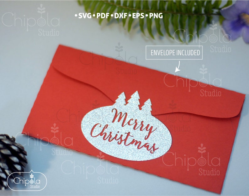 Carte de Noël trois volets + enveloppe SVG, modèle de carte hiver SVG, fichier d'invitation de Noël, carte Papercut, bonhomme de neige, Silhouette, Cricut image 6
