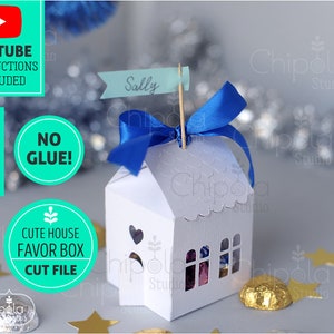 Boîte cadeau cadeau maison SVG, modèle en papier 3D modèle cube de bonbons, boîte de cadeaux du nouvel an, maison en pain d'épice, boîte de faveur de mariage, boîte-cadeau