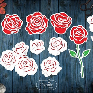 Roses bundle SVG cut file, Flowers Template SVG set, decoration cut file, Roses Bouquet Papercut and vinyl wall decal, Cricut, Silhouette
