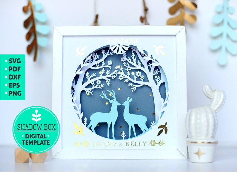 Download Deer Love Romantic Wedding Shadow Box SVG 3d papercut SVG ...