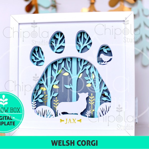 Welsh Corgi Dog breed Shadow Box SVG, 3d papercut SVG, layered paper art template, scroll saw pattern, gift layered art with LED light Welsh Corgi Dog breed Shadow Box SVG, 3d papercut SVG, layered paper art template, scroll saw pattern, gift layered art with LED light