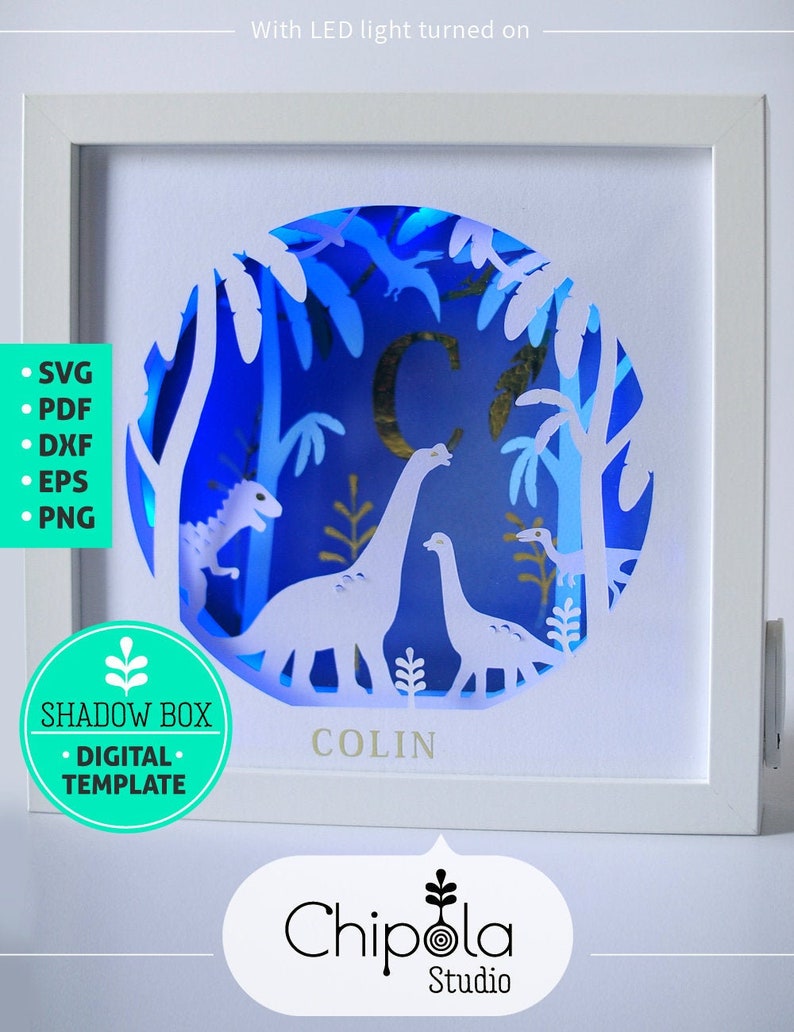 Dinosaurs Shadow Box SVG 3d papercut SVG layered paper art | Etsy