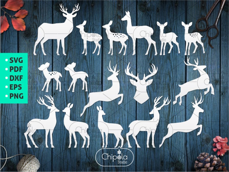 Download Deer Family Bundle SVG set vector cut file deer papercut ...