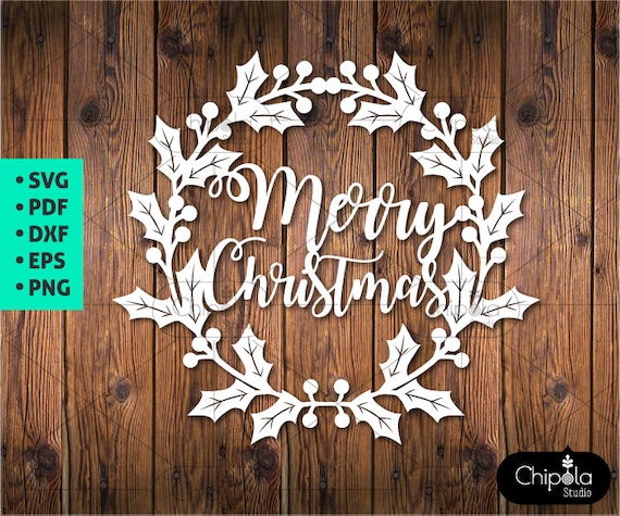 Weihnachten Kranz Dekoration SVG Datei, Stechpalme Bltter rote Beeren  Datei, Kranz Vorlage svg, Cricut, Silhouette, gestanzt, laser, download -  Etsy Schweiz